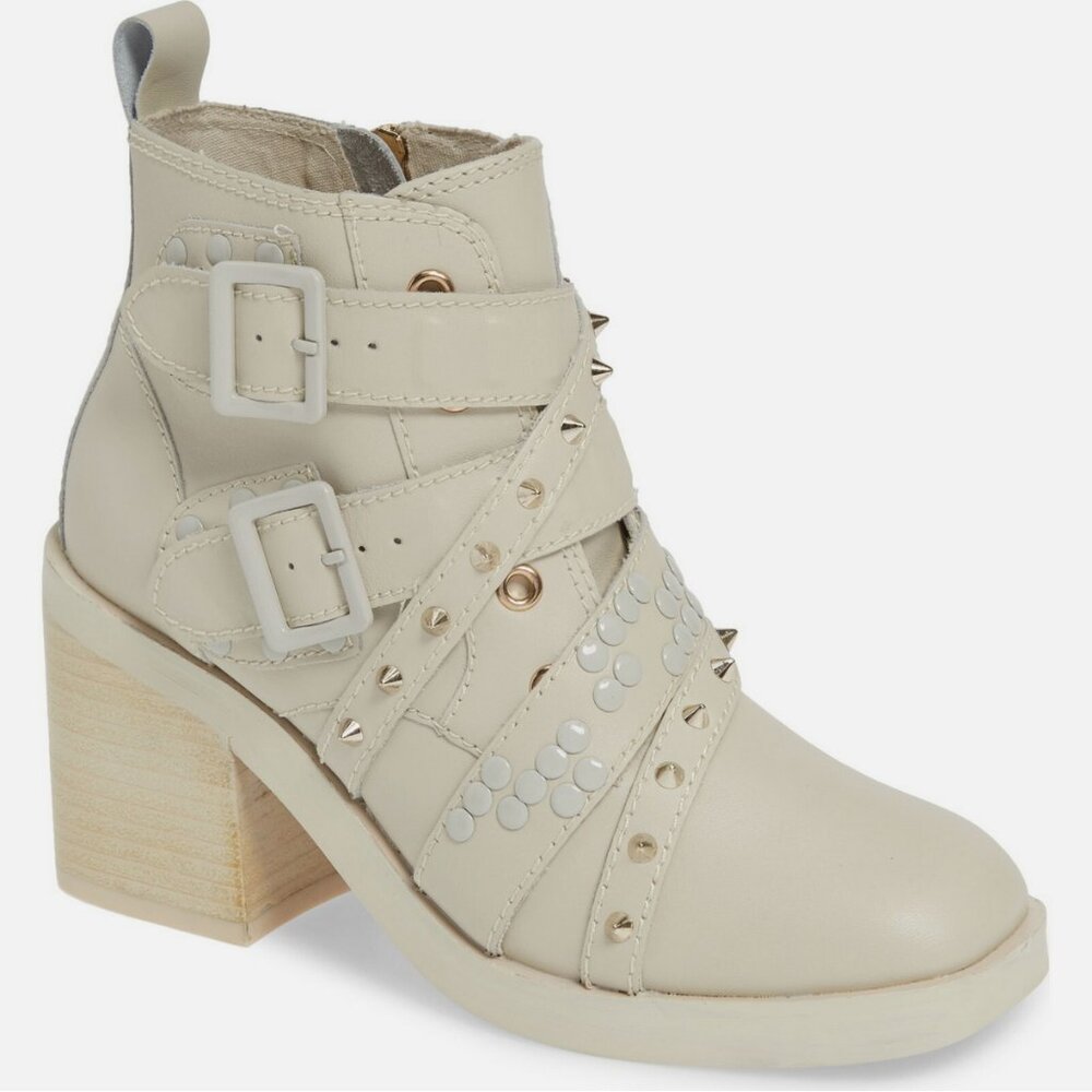 NWOB Kelsi Dagger Brooklyn Wallace Bike Boot In Eggshell Leather